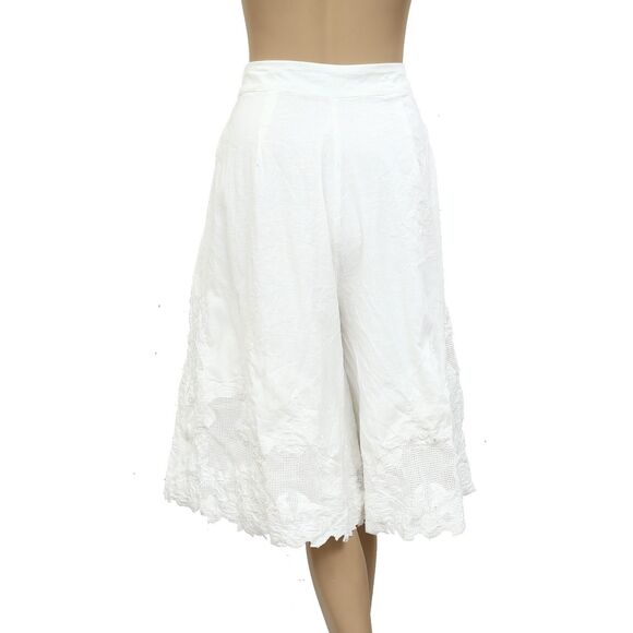 Free People Lost Skies Shorts Lace Capri Embroidered Wide Leg White L New 283784 - Picture 6 of 8